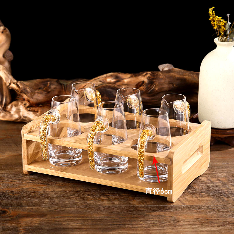厂家批发竹时尚一口杯白酒杯架家用烈酒杯架创意小酒杯小型收纳架