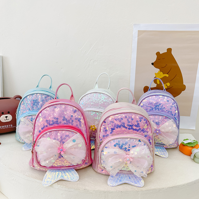 Korean Style Cute Princess Backpack Summer New Girls' Sequined Small Backpack All-Matching Western Style Children's Travel Bag