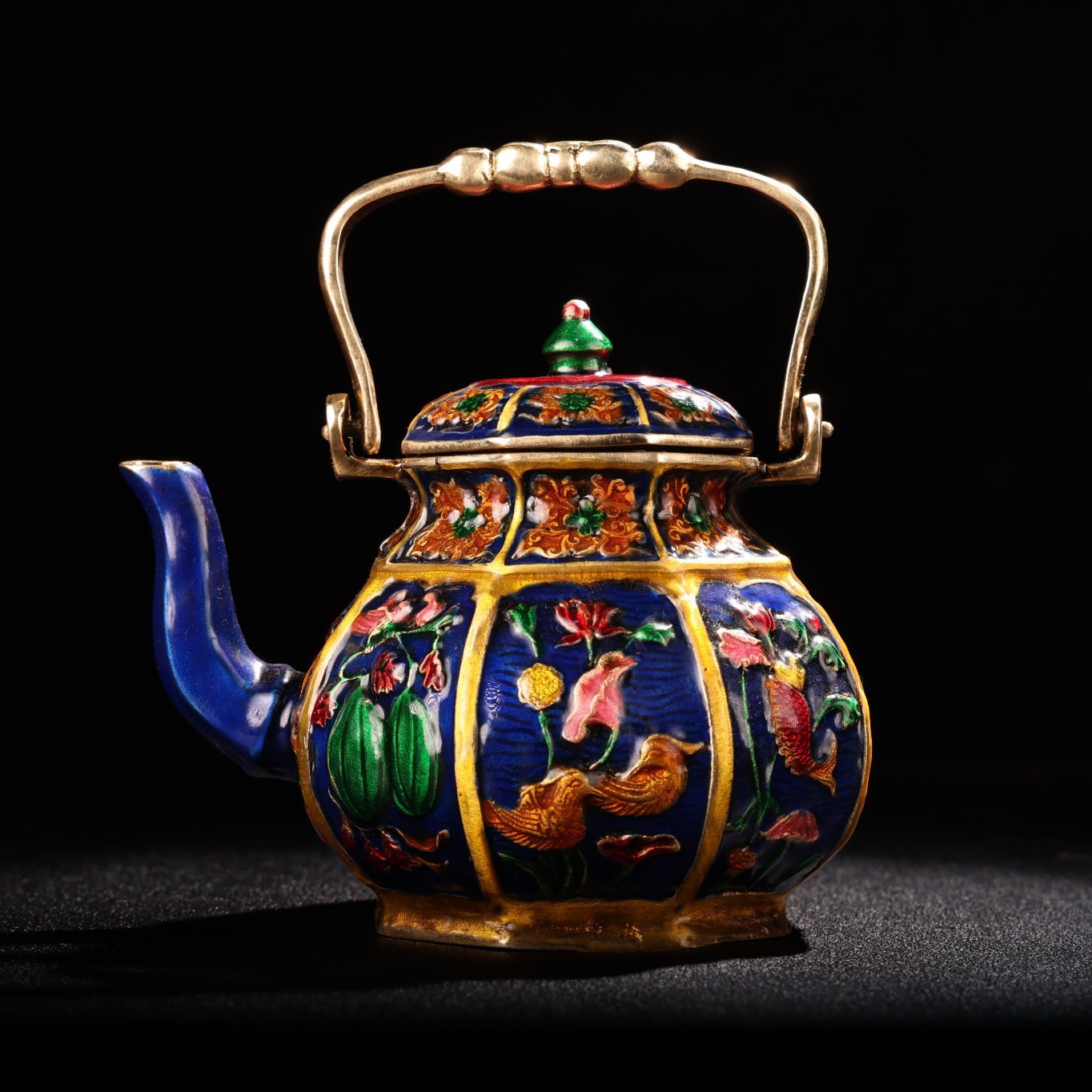 古玩铜器收藏 铜镶嵌景泰蓝 珐琅彩酒壶茶壶 家居装饰创意礼品