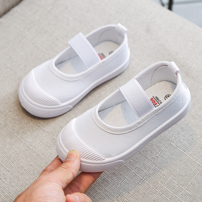 Children's Shoes Children's Canvas Shoes Girls' White Shoes Campus Soft Bottom Indoor Shoes Boys Kindergarten 2022 Spring and Autumn New