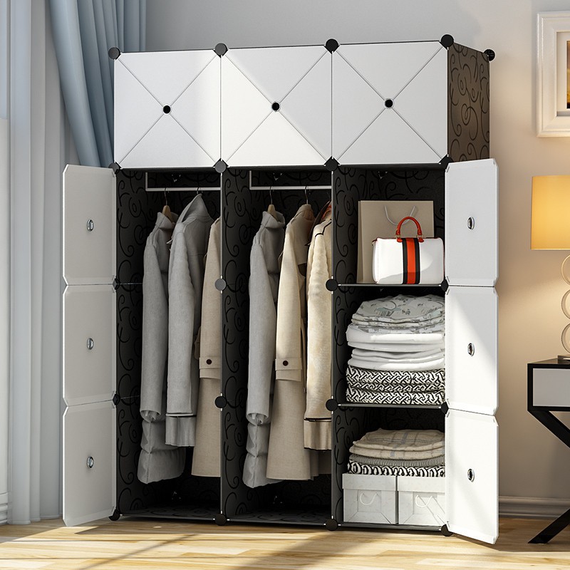 衣柜出租房用木质拼装定制工厂定做2米宽2门单人简易衣柜免安装