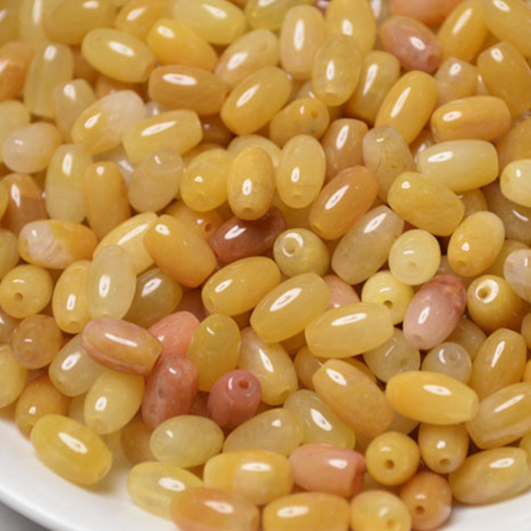 黄玉米珠批发 男女款米黄玉散珠吊坠挂绳手串散件