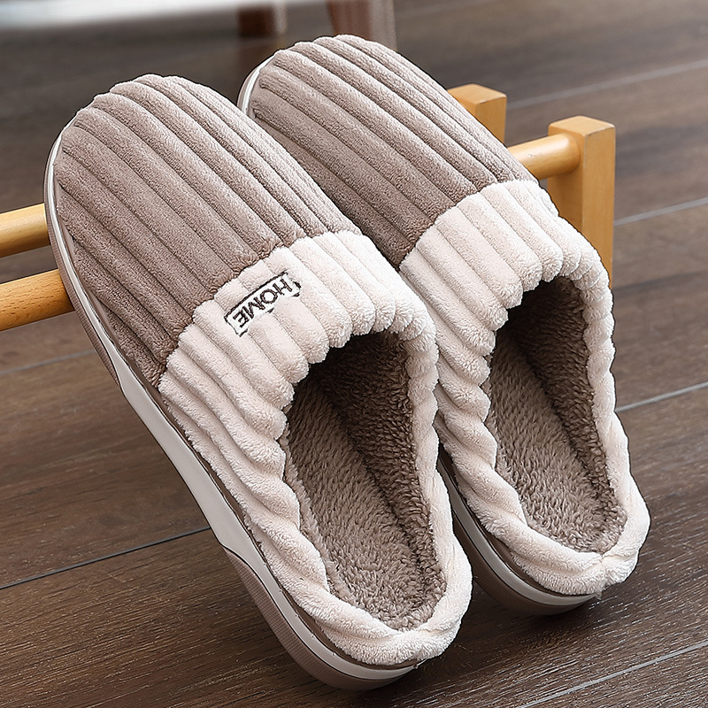 Cotton Slippers Men's Home Autumn and Winter Thick Bottom Non-Slip Home Wholesale Warm Indoor Velvet Cotton Slippers Women's