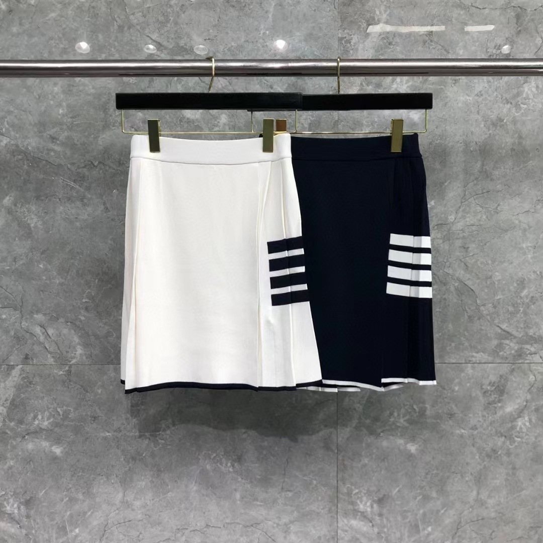 工厂直营tb汤姆夏季新款针织间边四杠短裙女士休闲舒适百搭裙子