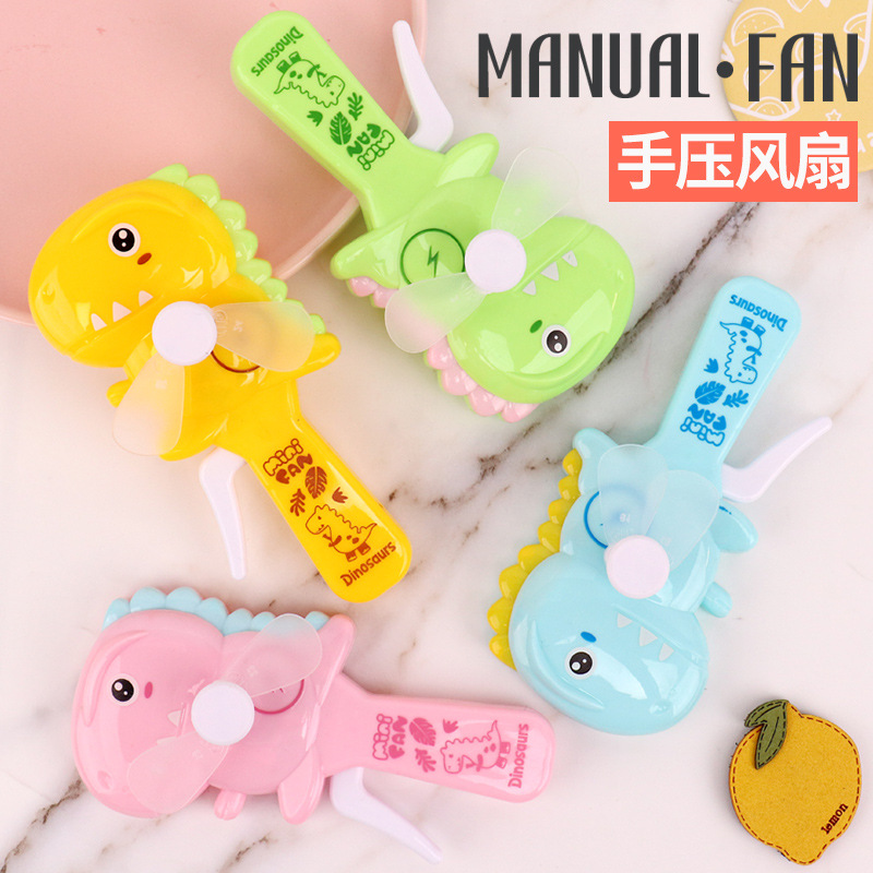 Small Dinosaur Hand Pressure Fan Portable Children's Toy Cartoon Fan Promotional Gifts Factory Direct Sales