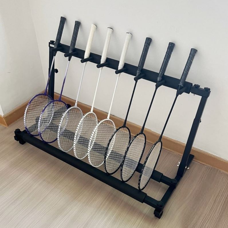 高度可调羽毛球拍展示架网球拍架子双层置物架7组14头儿童球拍跨