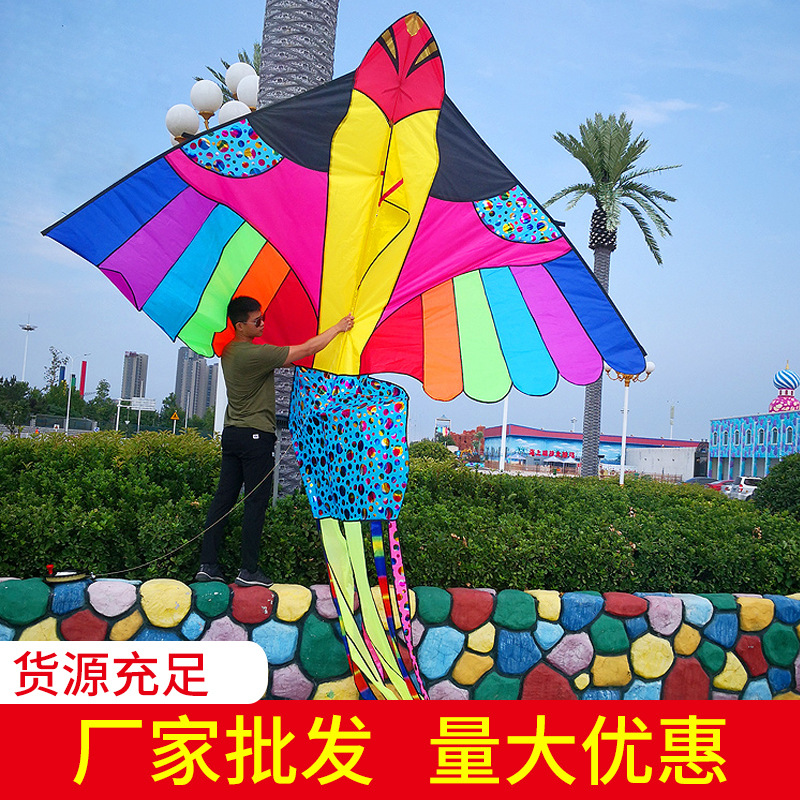 潍坊意诚工厂直供 七彩鸟凤凰风筝 成人大号风筝工厂批发拼接工艺