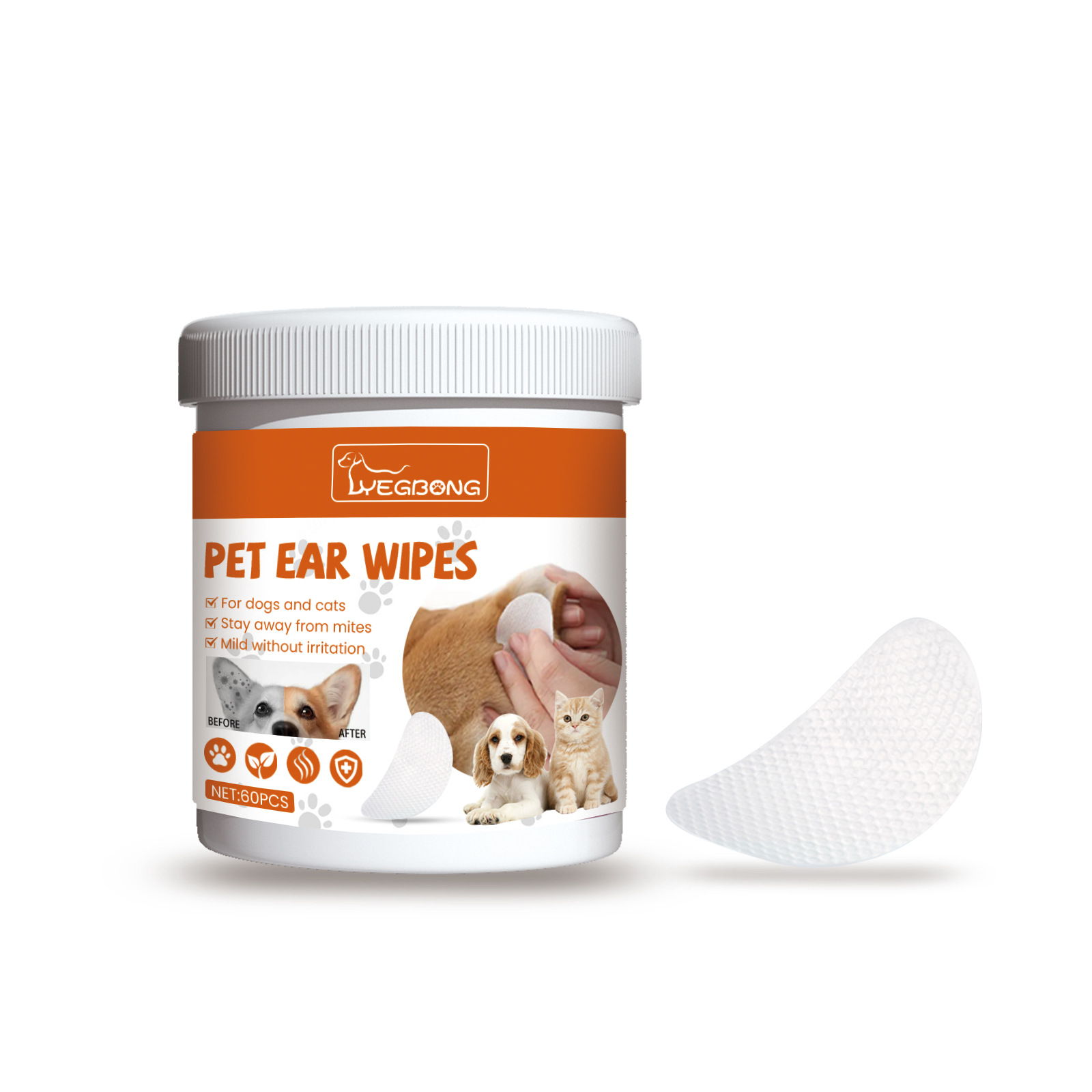 Yegbong Pet Ear Wipes Pet Ear Gentle Cleaning Deodorant Earwax Cleaning Supplies