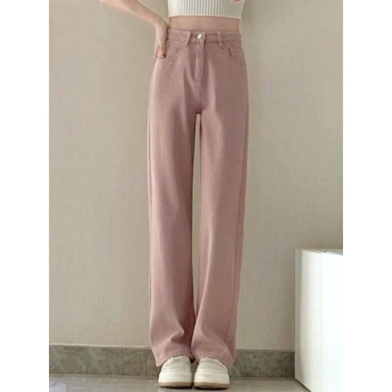 Dirty Pink Jeans Women's High Waist Slimming Loose Straight Trend Versatile Thin New Wide Leg Mop Pants