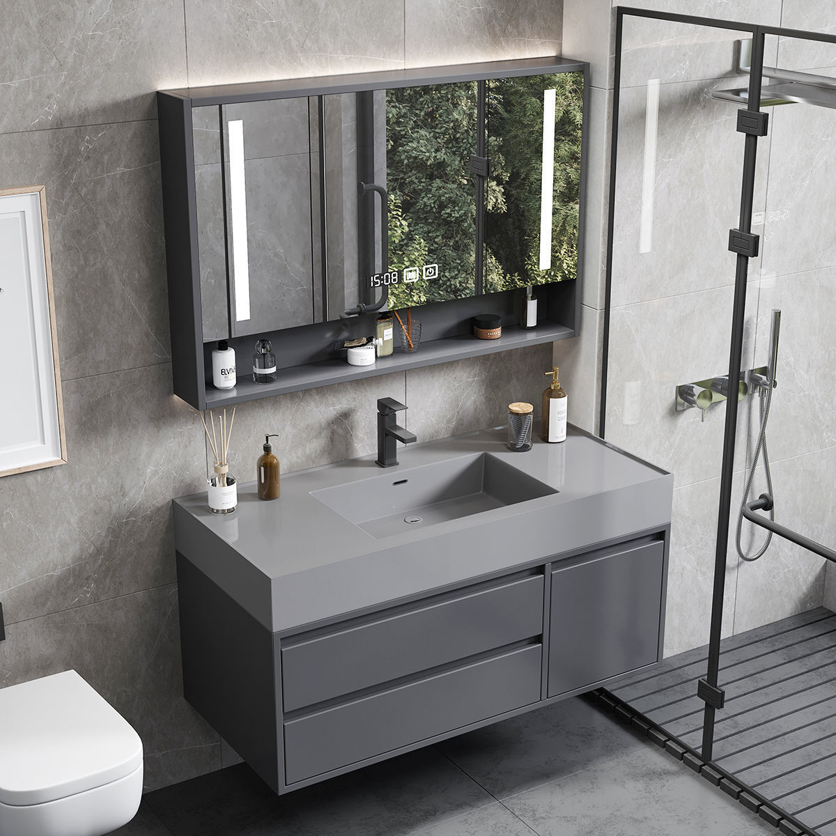 Light Luxury Bathroom Cabinet Combination Bathroom Sink Washstand Wash Basin Bathroom Modern Washbasin Cabinet Combination