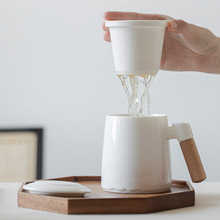 羊脂玉瓷马克杯带盖德化白瓷水杯家用杯子陶瓷茶杯个人专用办公室