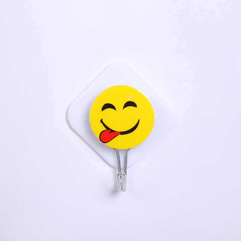 Customized Smiley Face Sticky Hook Wholesale Multi-Functional Simple Self-Adhesive Hook Kitchen Bathroom Door Nail-Free Hook