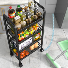 厨房置物架落地多层可移动小推车果蔬菜篮收纳储物架子家用品大全