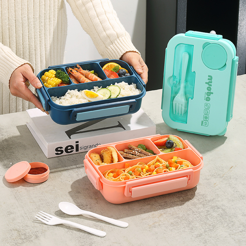 INS Internet Celebrity Children's Lunch Box Microwave Oven Student Bento Box Plastic Grid Amazon Lunch Box Lunch Box