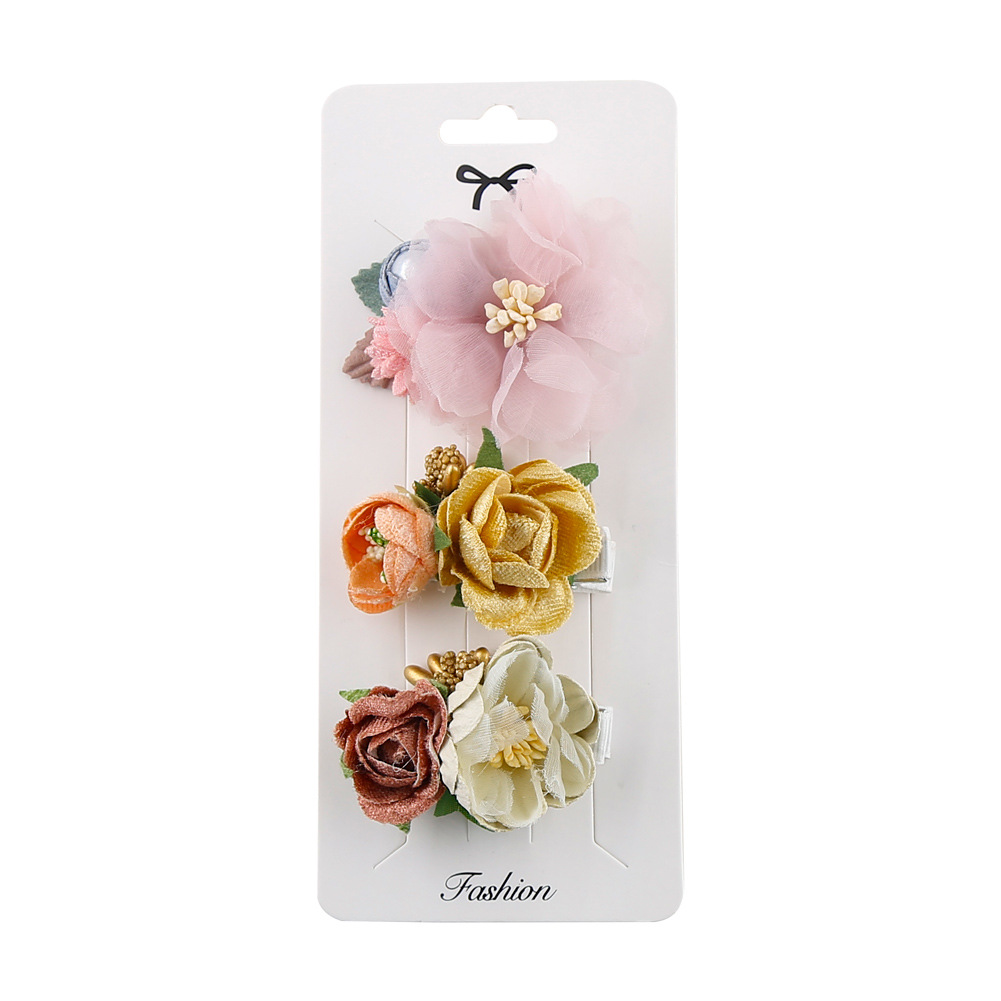 Amazon Hot Three-Piece Set Simulation Headdress Flower Princess All-Matching Fresh Natural Cute Hairpin 3-Piece Set
