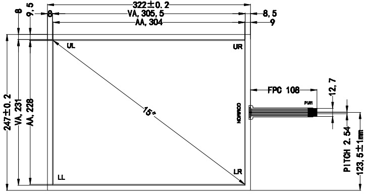 15寸电阻触摸屏5线电阻屏15寸电阻触摸屏定制15寸kiosk电阻触摸屏