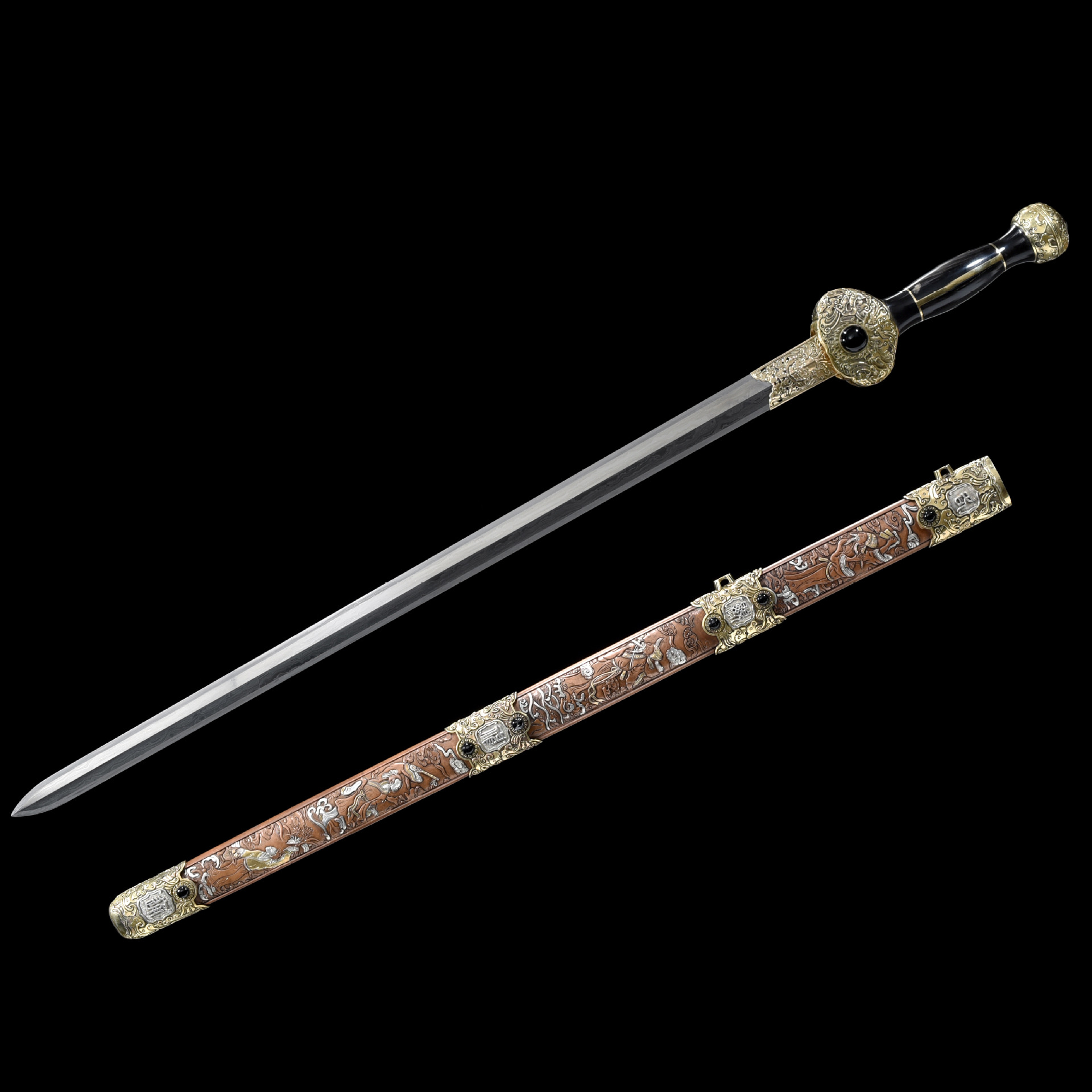 0成交1822件龙泉市刀剑手工锻打传统硬宝剑一体送礼绣春刀花