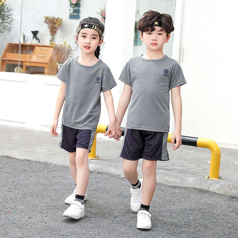 Children's Suit Basketball Wear Summer Boys' Short-Sleeved Shorts Sportswear Baby Two-Piece Suit Girls' Quick Drying Clothes