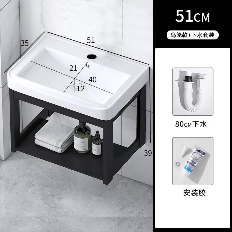 Wall-Mounted Bathroom Cabinet Small Apartment Wash Basin Ceramic Wash Basin Bathroom Face Washing Cabinet Combination Simple Cabinet Holding Basin