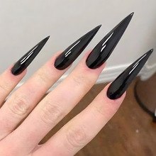 欧美长尖型暗黑酷系列穿戴假指甲可拆卸纯色美甲贴片false nails