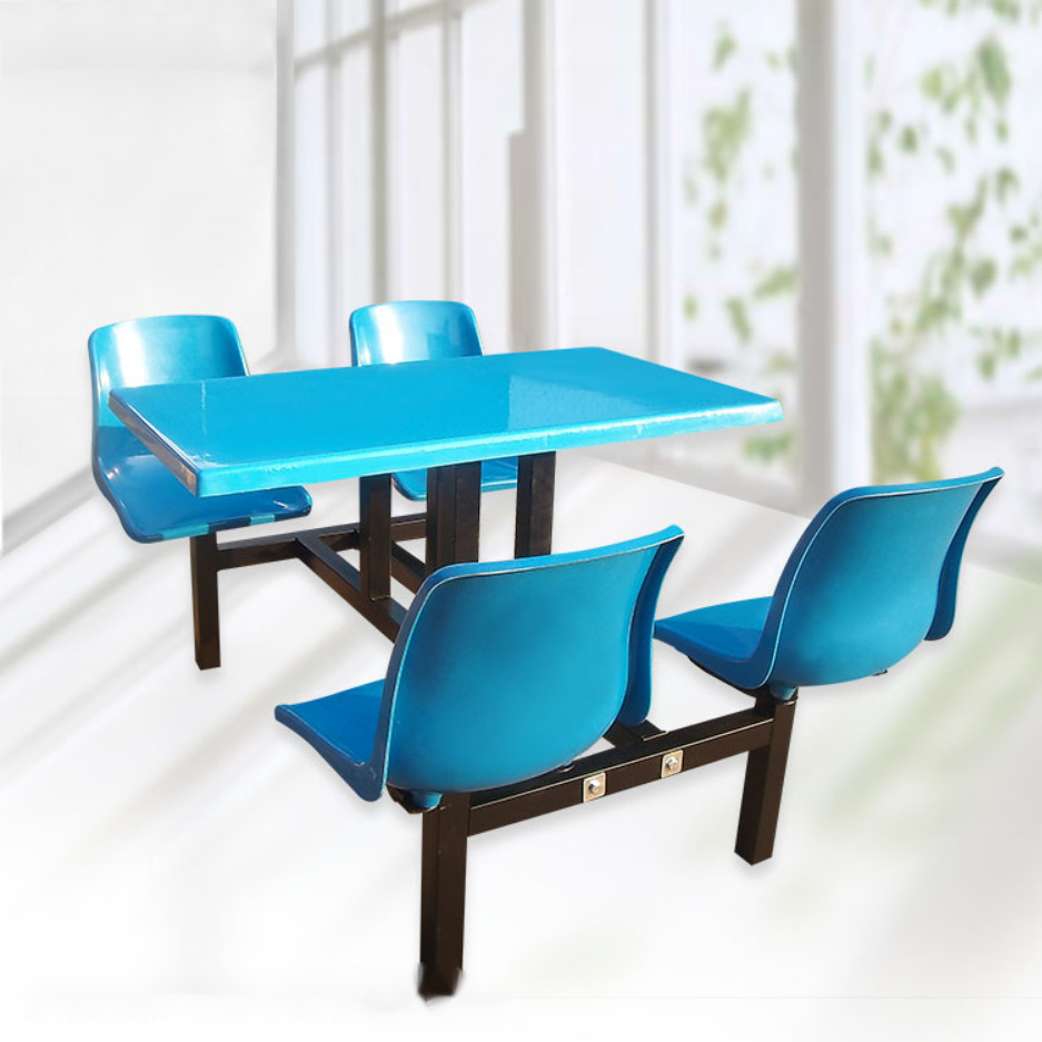 学生食堂餐桌椅加厚连体快餐桌简约户外桌子职工不锈钢餐桌椅组合