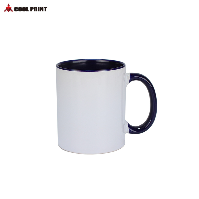 Thermal Transfer Printing round Handle Inner Color Handle White Cup Blank Ceramic Cup Personalized Printing Creative Gift Advertising Coating Water Cup