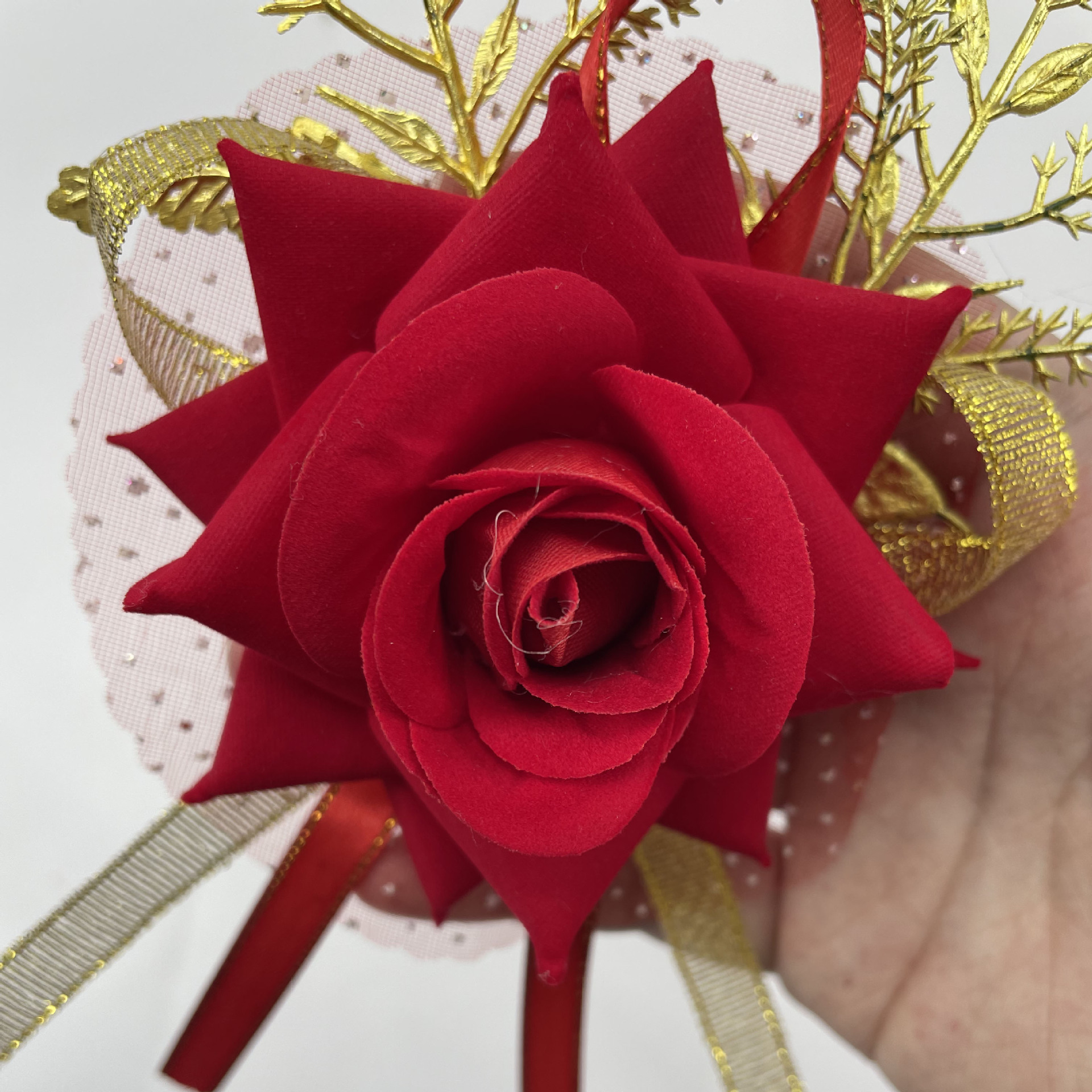 婚庆用品结婚胸花大红酒红色婚礼玫瑰胸花 结婚飘带婚礼婚庆胸花
