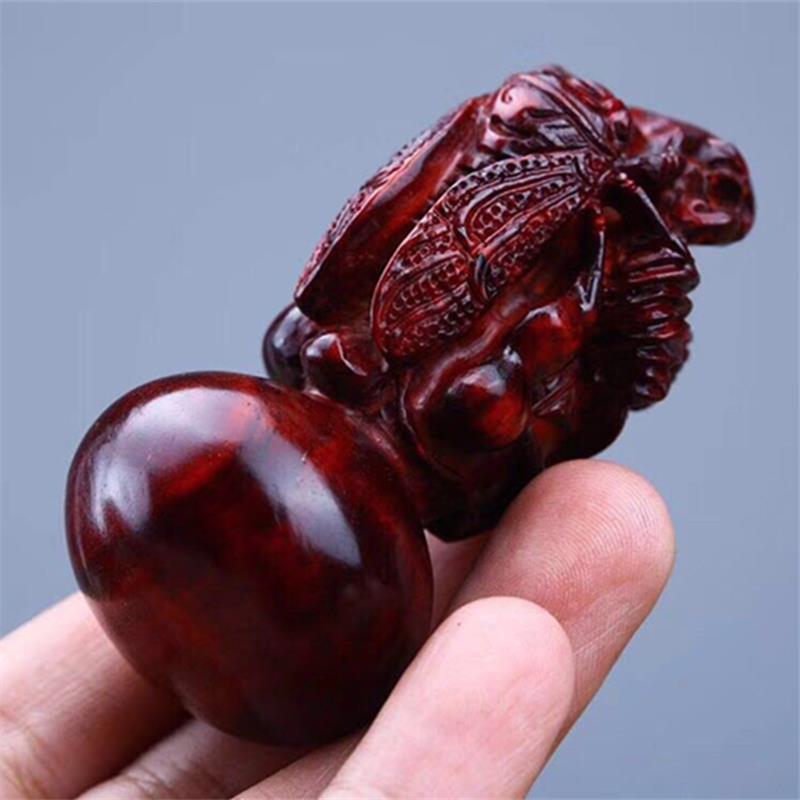 印度小叶紫檀一鸣惊人葫芦木雕手把件文玩摆件手工把玩件工艺品