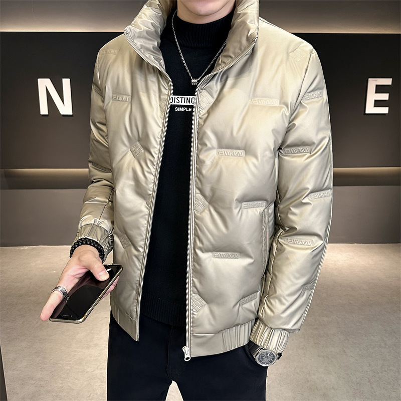 National Standard down Jacket Men Trendy Brands Business Casual Short Coat Winter Stand Collar White Duck down Warm Disposable Men's Clothing