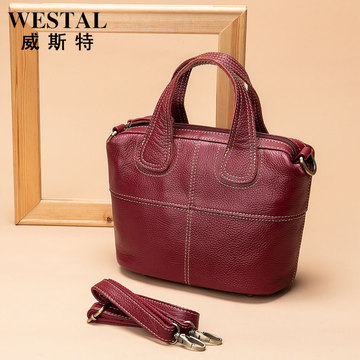 westal新款女包女士真皮手提包 休闲买菜包小拎包牛皮单肩斜挎包