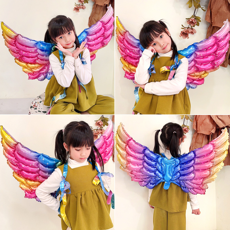 dragon year new year balloon stall hot-selling angel bee wings nylon butterfly wings aluminum film balloon push