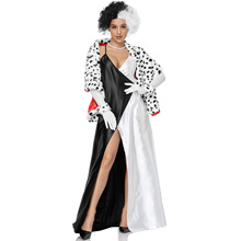 M-XL 万圣节服装黑白魔女服装 库伊拉斑点狗 舞台表演服装