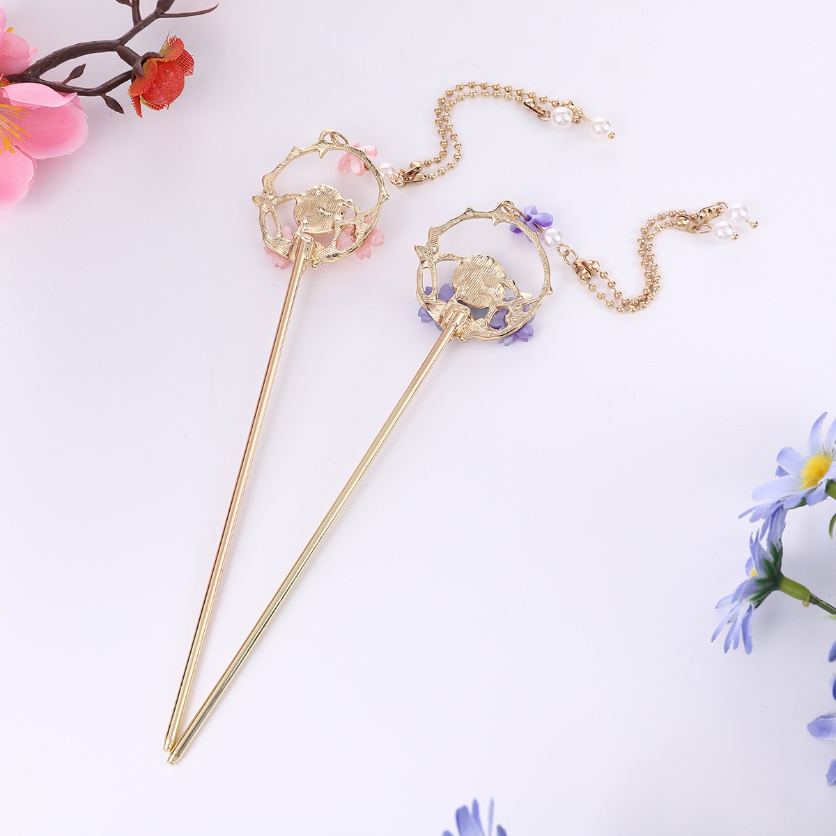 发簪古风金属简约现代盘发的汉服流苏古装头饰簪子步摇日常女簪盘