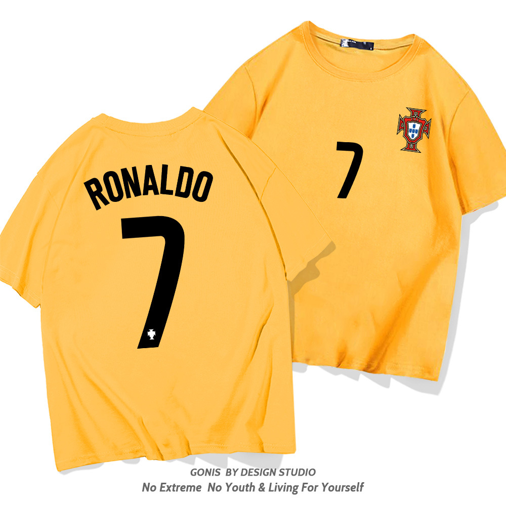 2021葡萄牙国家队c罗纳尔多训练服短袖球衣纯棉宽松半袖