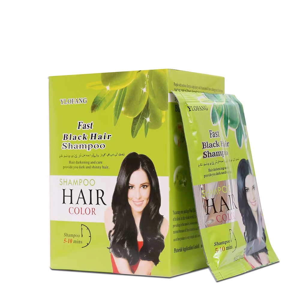 出口外单 olive一洗染袋装洗发水染黑色头发dyed black hair-阿里巴巴
