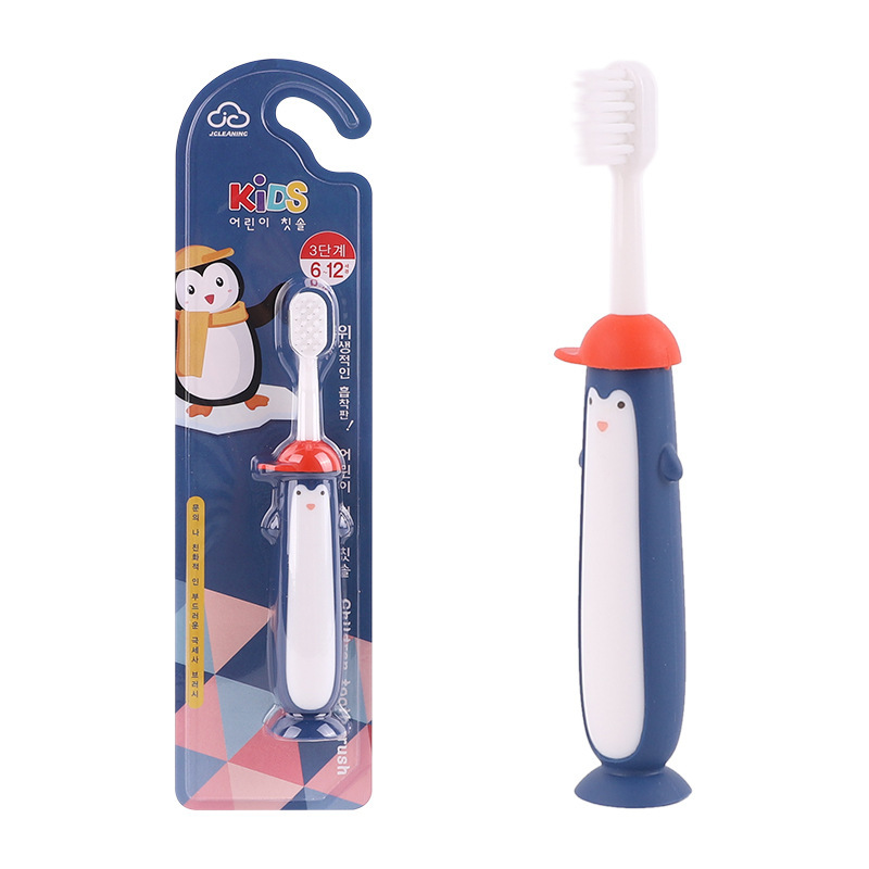 Wan Root Hair Children's Toothbrush Nipple Cleaning Creative Replacement Head Little Penguin Baby Soft Hair Single Toothbrush