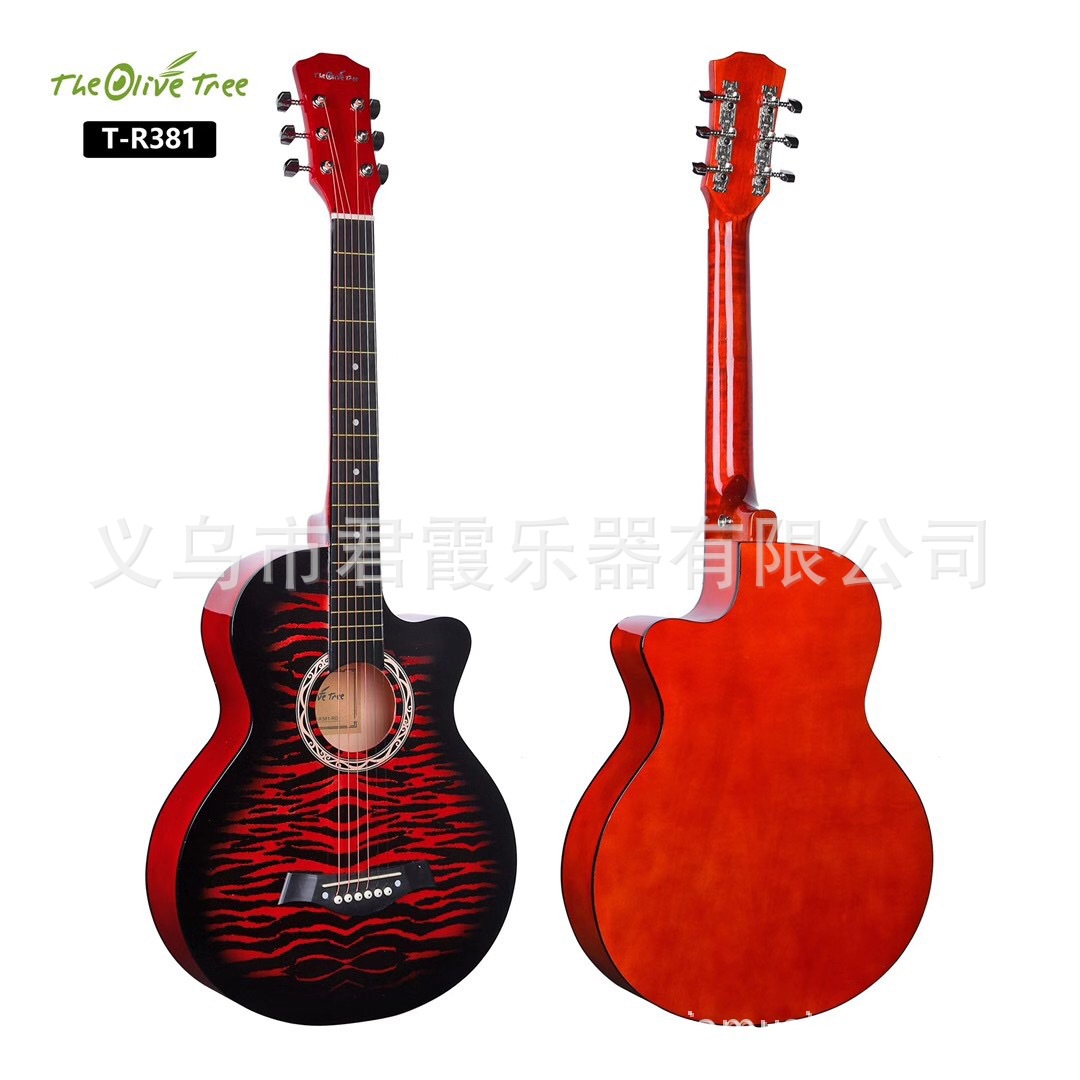 SOURCE Factory Direct Supply 38-Inch Tiger Pattern Wooden Guitar Practice Piano Beginner Practice Guitar Hot-Selling Wooden Guitar