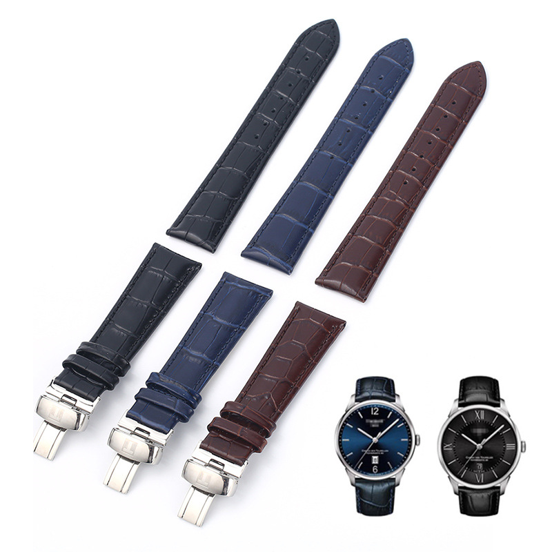 杜鲁尔头层牛皮t099男士真皮手表带t063竹节纹休闲手表带厂家直销