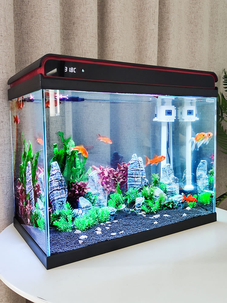 超白玻璃小鱼缸客厅小型桌面懒人水族箱生态免换水金鱼缸代发直销