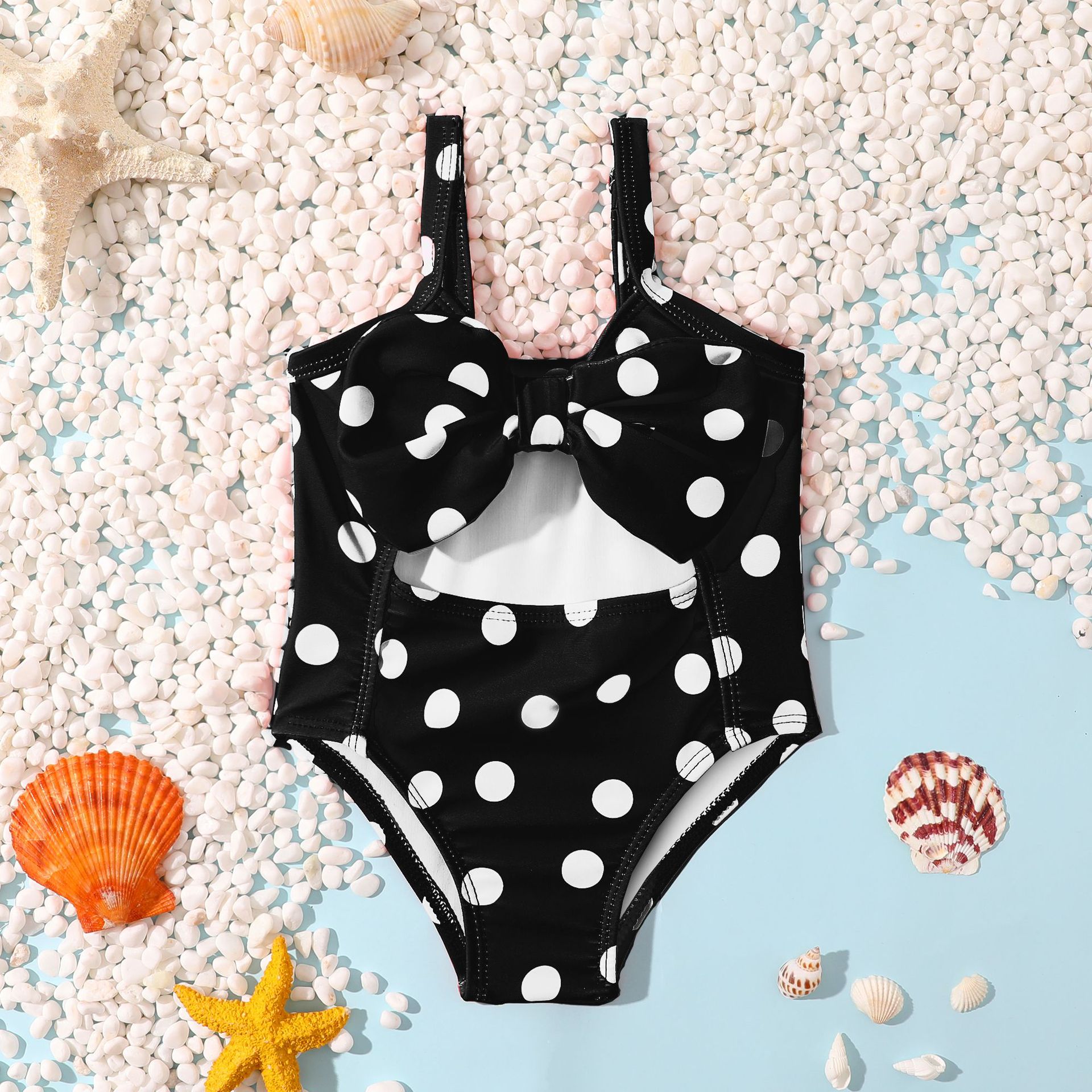Baby One Piece Swimsuit Girl Polka Dot Backless Bow Baby Girl Swimsuit