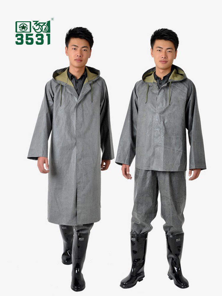 3531带袖雨衣全身防暴雨加大加厚老式橡胶雨衣户外服