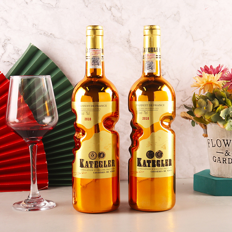 法国进口天使之手鎏金瓶干红葡萄酒厂家批发代发一件包邮喜宴红酒