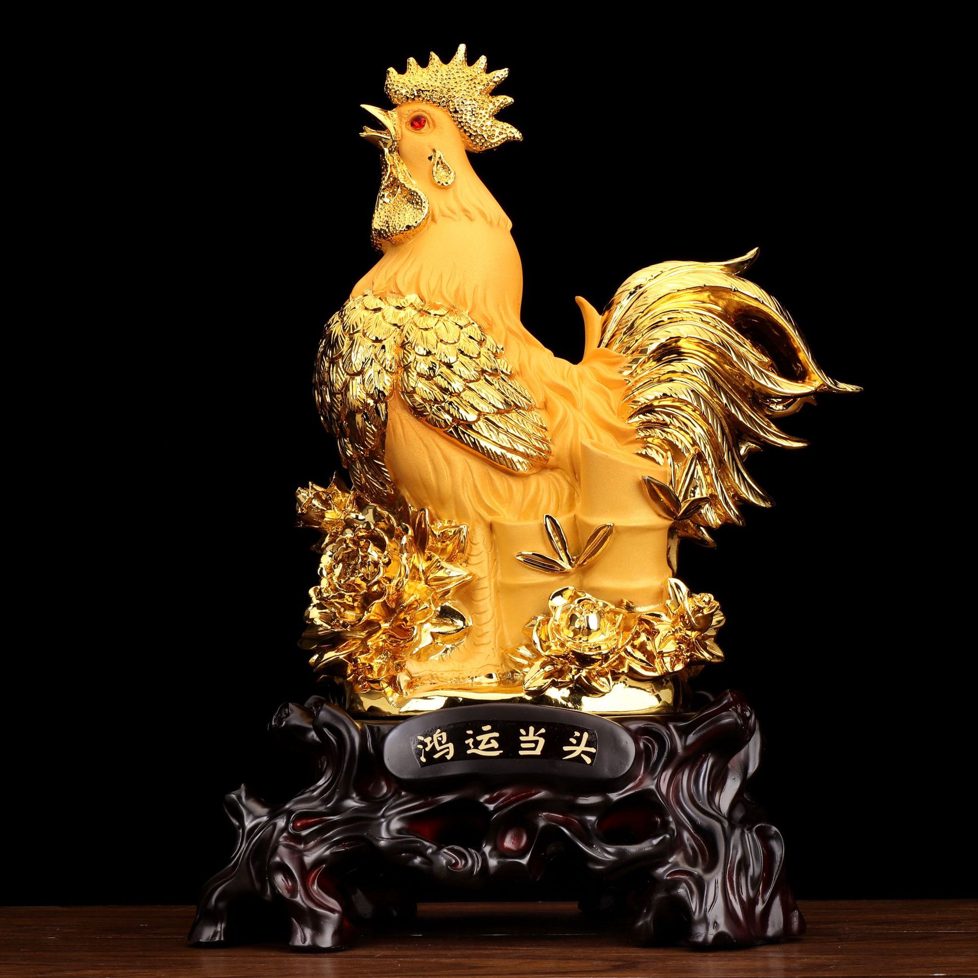 鸡摆件吉祥物生肖鸡招财金鸡创意大公鸡客厅工艺品属相属鸡的摆设