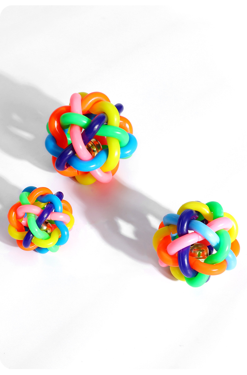 宠物玩具彩虹球多规格 狗猫七彩铃铛球 宠物啃咬玩具跨境亚马逊