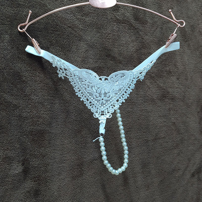 一件代发女式情趣内裤性感心形绣花内裤珠子丁字裤大码串珠t裤