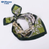 2021 summer Korean Edition green flowers and plants printing Satin 70*70 Square scarf lady scarf A generation of fat