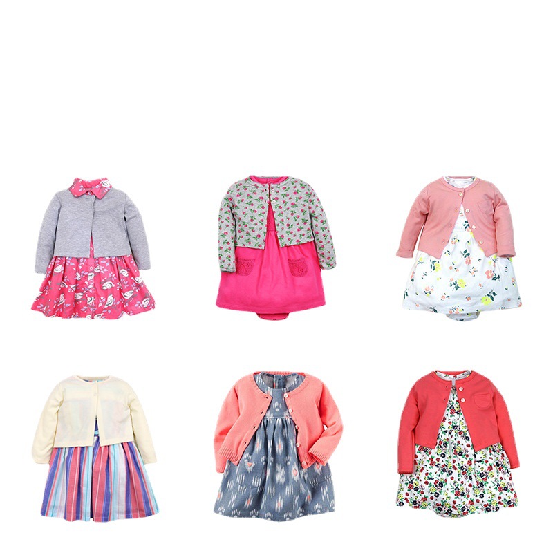 2022 Spring and Summer Baby Cardigan Baby's Gown Girls Baby Long Sleeve Dress Princess Dress 2-Piece Set Factory Wholesale