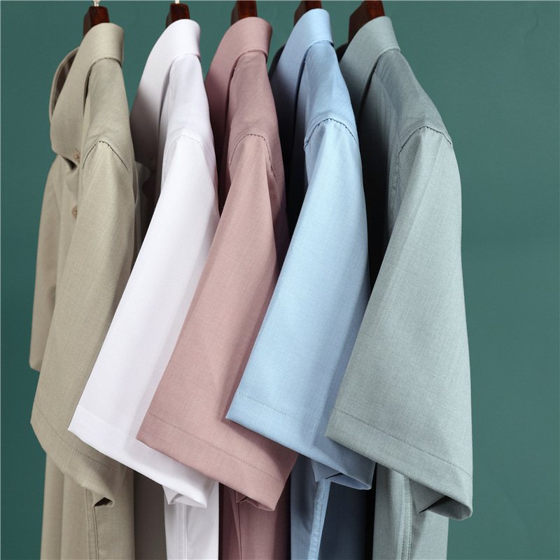 Pu Shuai Short-Sleeved Shirt Men's Summer New Pure Color Ironing Free High-End Shirt White Casual Business Professional Men's Shirt