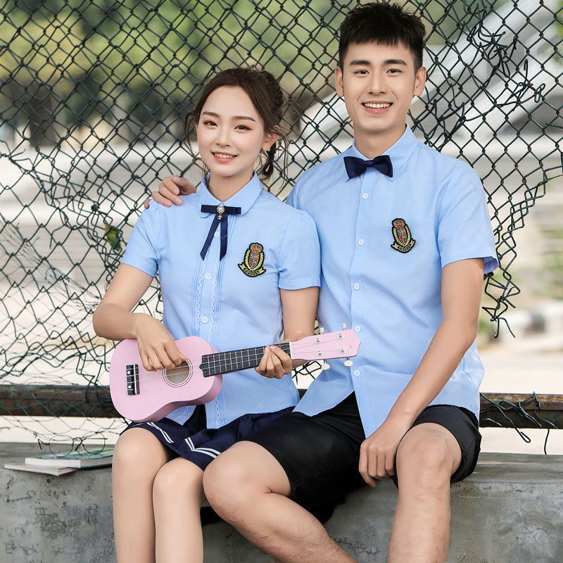 夏季校服插肩袖套装简单风初高中学生校服开班会班服运动会表演服