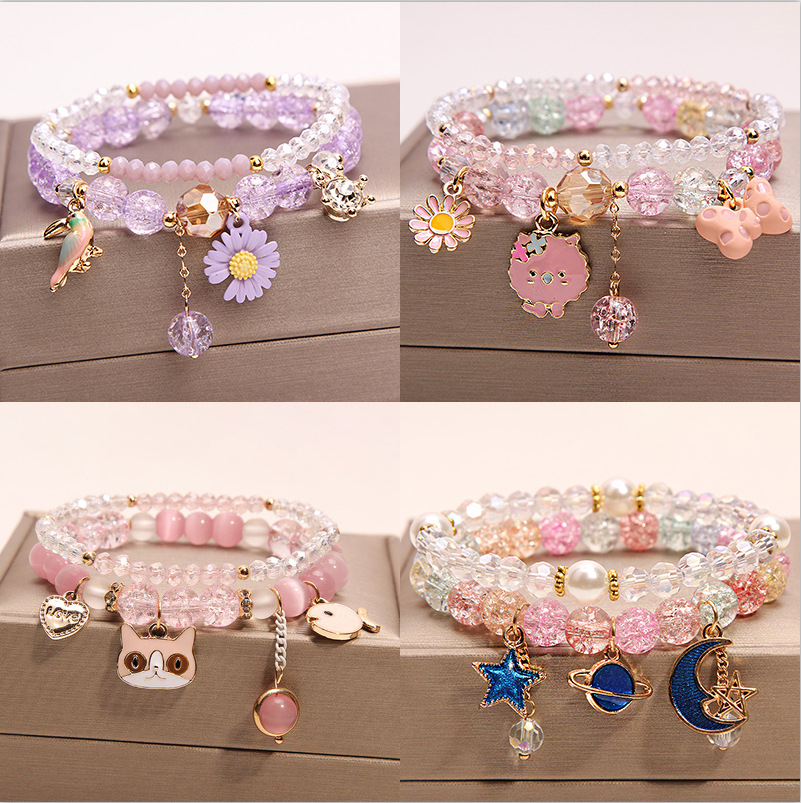 儿童手链串珠水晶女可爱学生闺蜜女童时尚公主小女孩手串手饰手镯